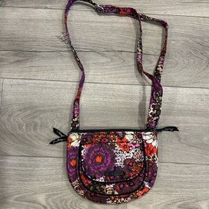 Vera Bradley Purple and Red Crossbody Bag with Floral Design